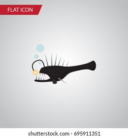 Isolated Anglerfish Flat Icon. Fish Vector Element Can Be Used For Melanocetus, Angler, Fish Design Concept.