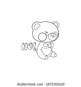Isolated angry bear cartoon. Kawaii style. Vector illustration
