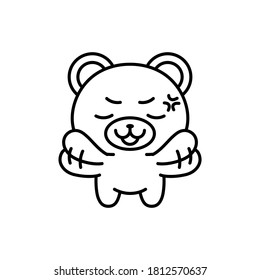 Isolated angry bear kawaii. Emoji of a bear - Vector