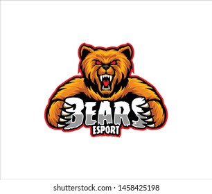 Isolated angry bear vector, esport gaming logo