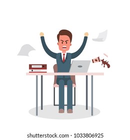 Isolated angry boss or businessman on white.