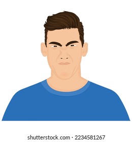 Isolated angry boy realistic character Vector illustration