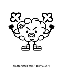 Isolated angry brain cartoon. Anger cartoon - Vector illustration