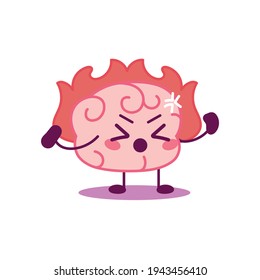Isolated angry brain cartoon - Vector illustration desing