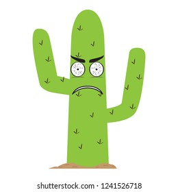 Isolated angry cactus character. Vector illustration design