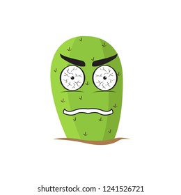 Isolated angry cactus character. Vector illustration design