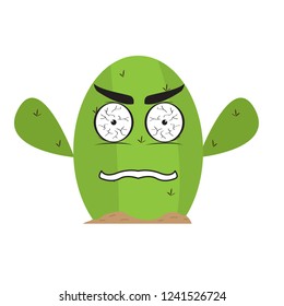 Isolated angry cactus character. Vector illustration design