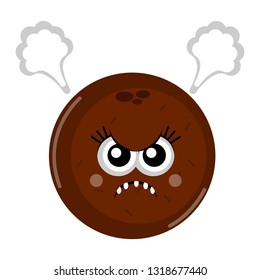 Isolated angry coconut cartoon. Vector illustration design