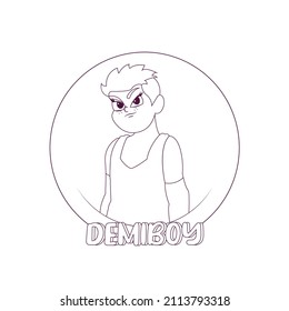 Isolated angry demiboy person