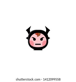 Isolated Angry Face with Horns