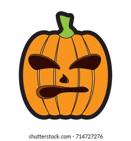 Isolated angry jack-o-lantern on a white background, Vector illustration