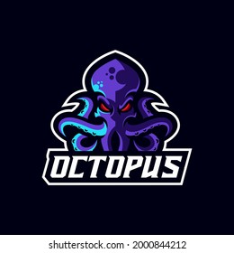 Isolated Angry Octopus Animal Sport Mascot Logo Template