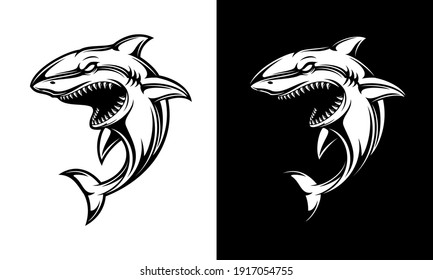 Isolated Angry Shark Vector Logo. Shark Vector 