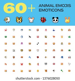 Isolated Animal Pack Emoji, Emoticon, Vector 
