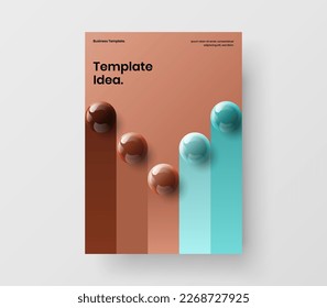 Isolated annual report A4 design vector concept. Amazing realistic balls corporate identity template.