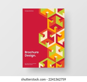 Concepto de vector de diseño de informes anuales aislados. Ilustración del folleto corporativo de hexágonos de mosaico original.