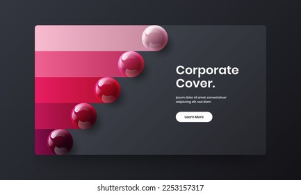 Isolated annual report vector design concept. Colorful realistic spheres company identity template.