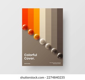Diseño de vectores de informes anuales aislados. Plantilla de afiche original de esferas realistas.