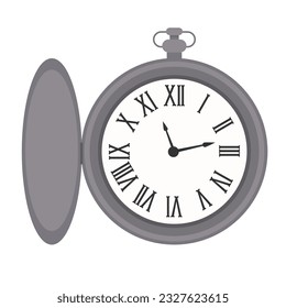 Isolated antique silver pocket vector watch.