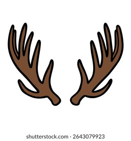 Isolated antlers spread outward in plain backdrop cartoon design