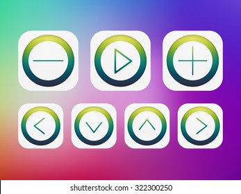 Isolated app icon set on color blurred background. For web, internet, mobile interface.