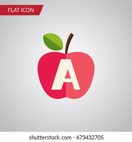 Isolated Apple Flat Icon. Vitamin A Vector Element Can Be Used For Vitamin, A, App, E Design Concept.