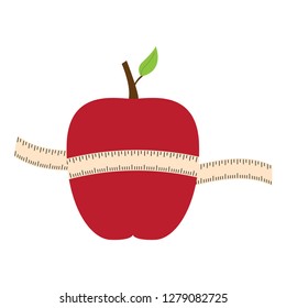 Isolated apple with a measuring tape. Vector illustration design
