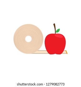 Isolated apple with a measuring tape. Vector illustration design