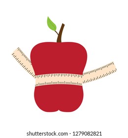 Isolated apple with a measuring tape. Vector illustration design