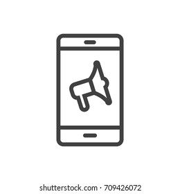 Isolated Application Outline Symbol On Clean Background. Vector Mobile Marketing Element In Trendy Style.