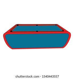 An isolated aqua blue and red billiard board