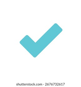 Isolated aqua check mark graphic on a white background, perfect for use in web design, mobile applications, infographics, presentations and digital illustrations projects.