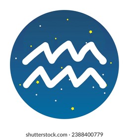 Isolated aquarius colored zodiac sign symbol Vector