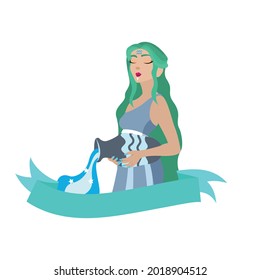 Isolated aquarius female character zodiac sign Vector