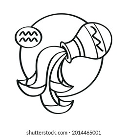 Isolated aquarius icon outline zodiac sign Vector