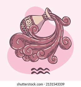 Isolated aquarius zodiac sign sketch jar with water Vector