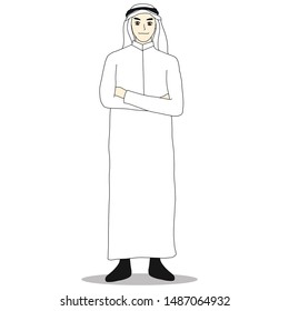 isolated Arab businessman standing vector , avatar Arab man standing 