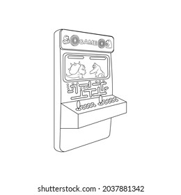 Sala de juegos aislada con joystick incorporado y vector de pantalla