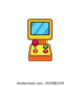 Isolated arcade with an incorporated joystick and screen Vector
