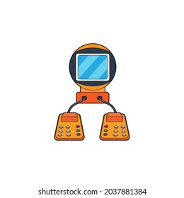 Sala de juegos aislada con joystick incorporado y vector de pantalla