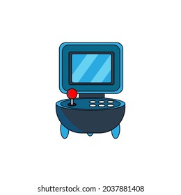 Einzelne Arkade mit eingebautem Joystick und Siebvektorgrafik