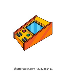 Sala de juegos aislada con joystick incorporado y vector de pantalla