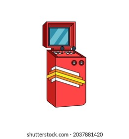Sala de juegos aislada con joystick incorporado y vector de pantalla