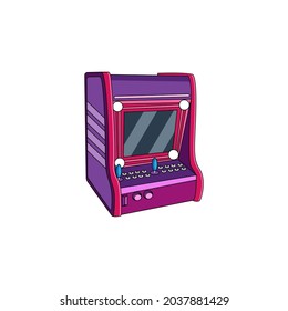 Sala de juegos aislada con joystick incorporado y vector de pantalla