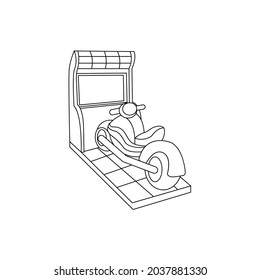 Isolated arcade with incorporated screen and a motorcycle joystick Vector