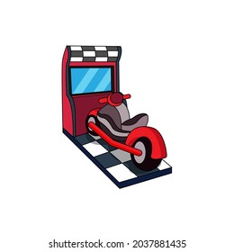 Isolated arcade with incorporated screen and a motorcycle joystick Vector