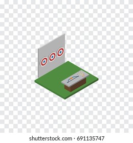 Isolated Archery Isometric. Aiming Game Vector Element Can Be Used For Archery, Aiming, Game Design Concept.