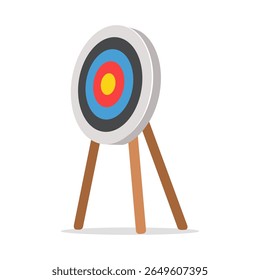 Isolated archery target on stand in cartoon style