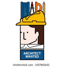 Isolated architect wanted avatar image - Vector illustration