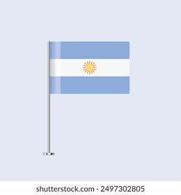 Isolated Argentina Table Flag on Pole, Argentine Flag Vector Design for Print and Web